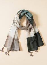 Color Block Dye Tassel Decor Scarf Sai Feel